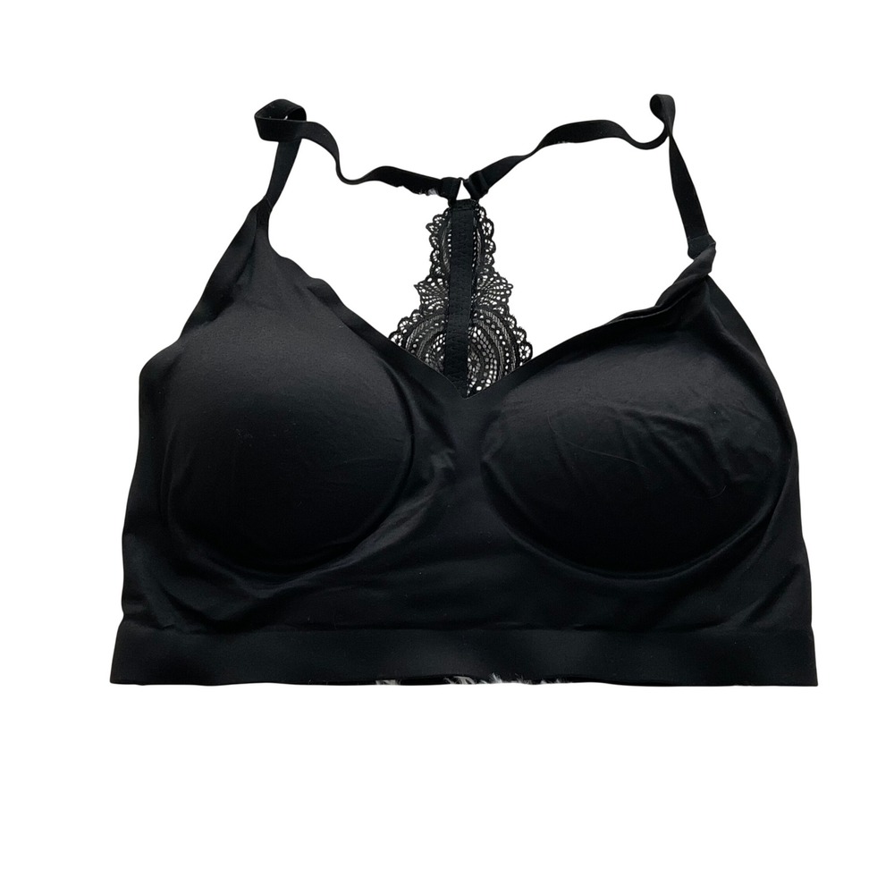 Soma Black Lace Detail Padded Bralette - Size Large